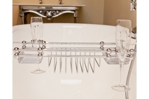 R18 Royal Adjustable Bath Rack, Chrome Finish with Champagne glass holders 
