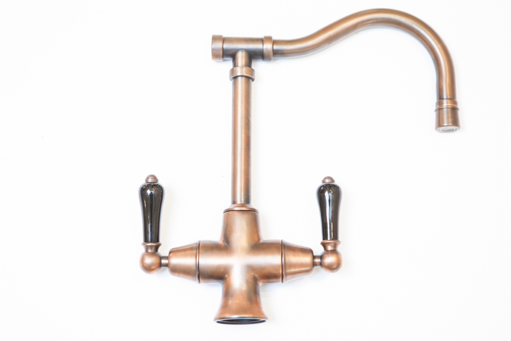 Hove Mono Mixer in Weathered Copper Finish with Metal Leavers.