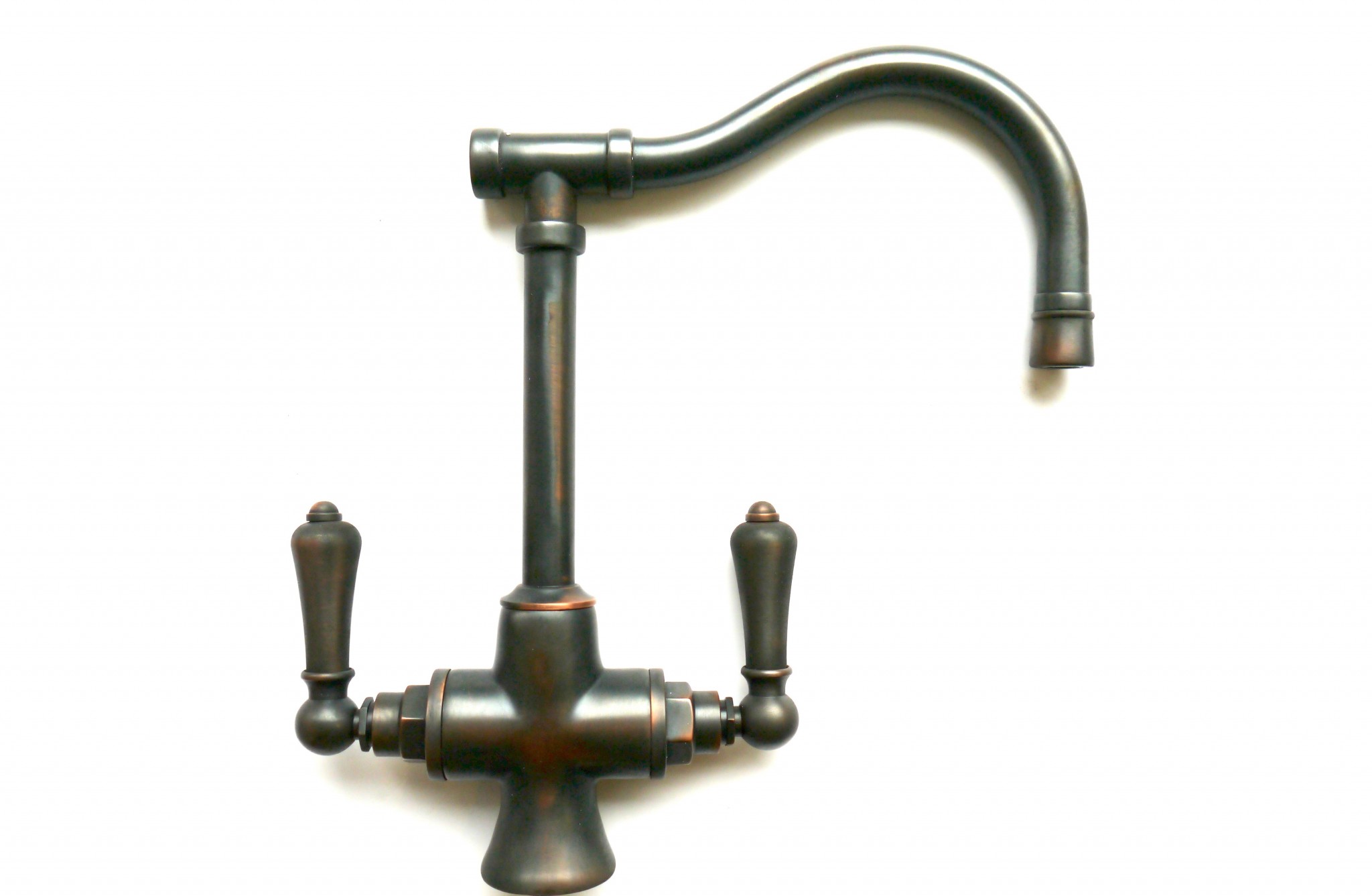 Hove Kitchen Mixer in Weathered Copper Finish with Metal Leavers