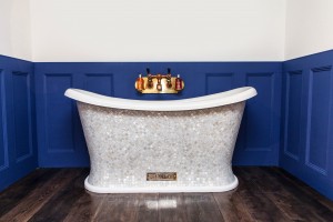 Chariot Bath with Mother of Pearl Mosaic Exterior.
