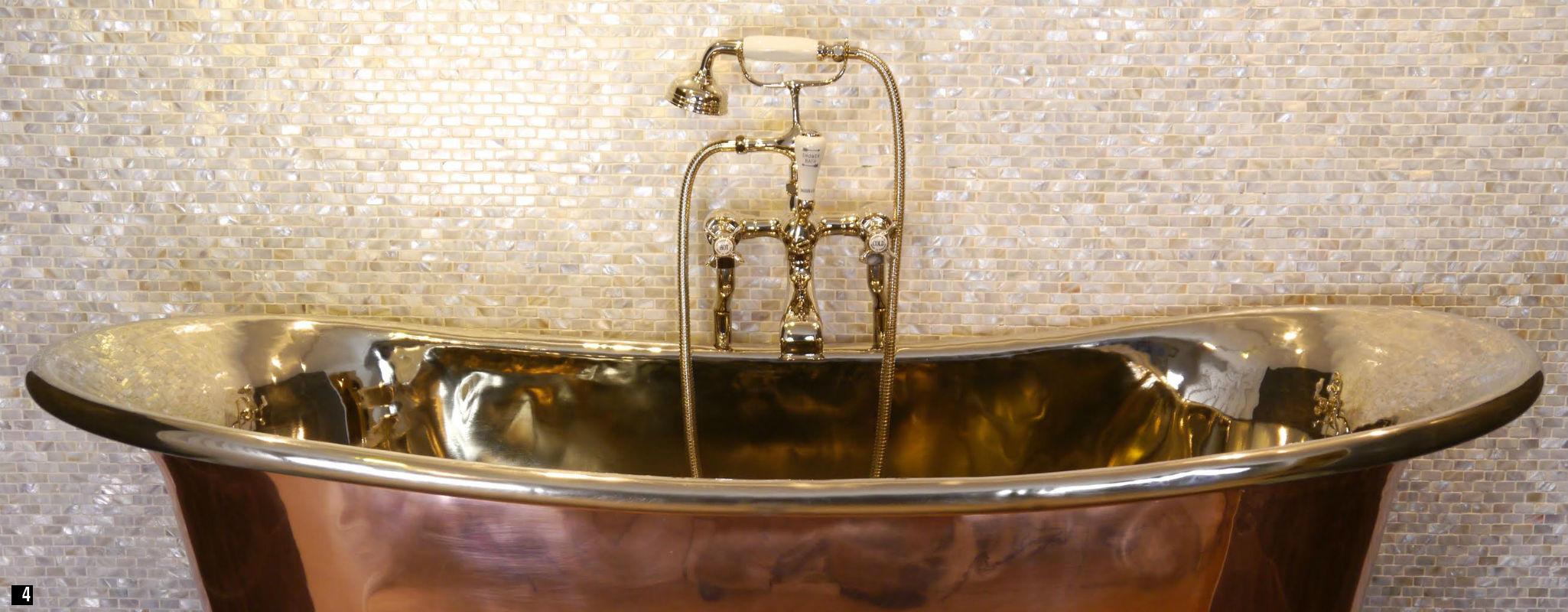 Copper and Nickel Roll Top Bath with Nickel Bath fittings