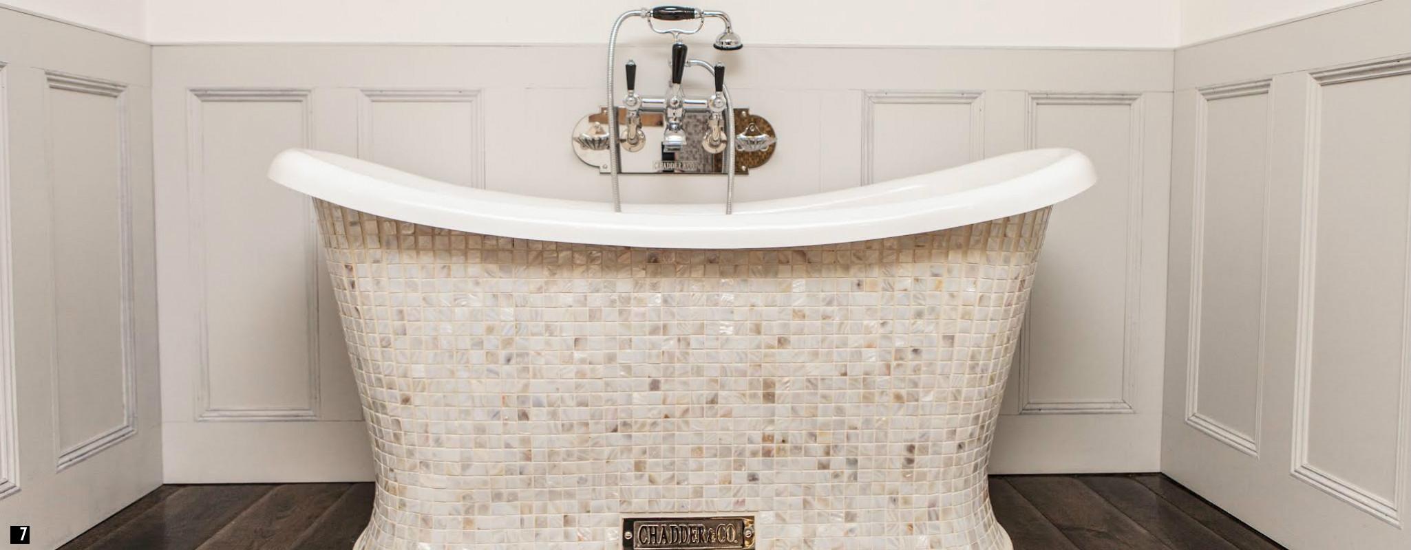 Mosaic Baths, Mosaic Bath , Vintage Nickel Taps and Fittings, Mosaic Roll Top Bath 